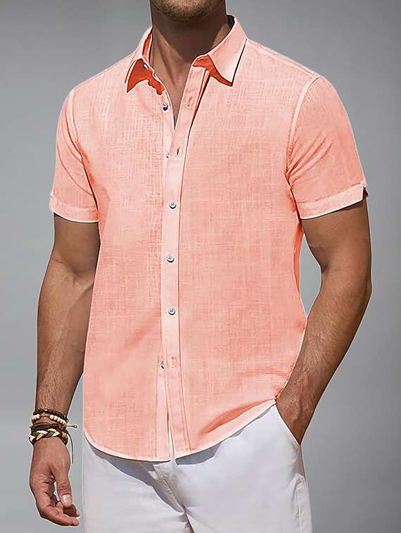 men solid short sleeve regular fit casual shirt - 22326886 -  Standard Image - 3