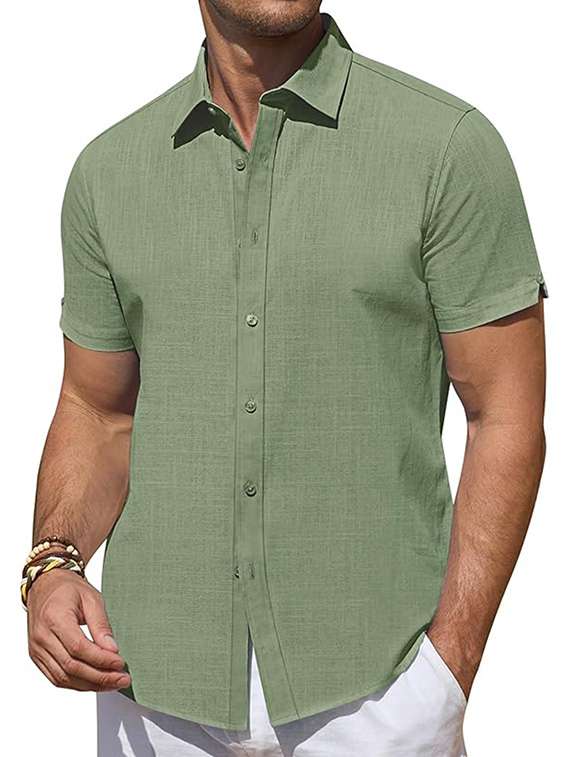 men solid short sleeve regular fit casual shirt - 22326891 -  Standard Image - 3