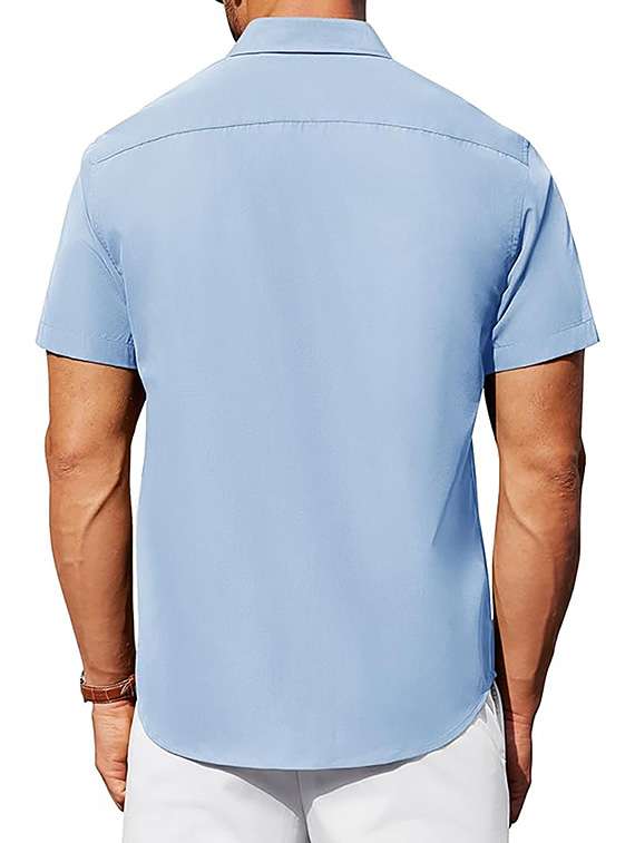 men solid short sleeve regular fit casual shirt - 22326901 -  Standard Image - 3