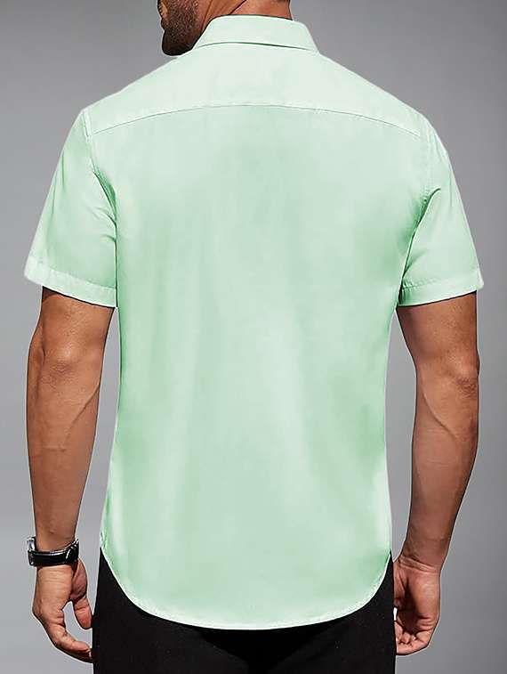men solid short sleeve regular fit casual shirt - 22326904 -  Standard Image - 3