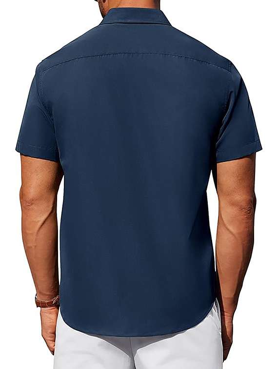 men solid short sleeve regular fit casual shirt - 22326908 -  Standard Image - 3