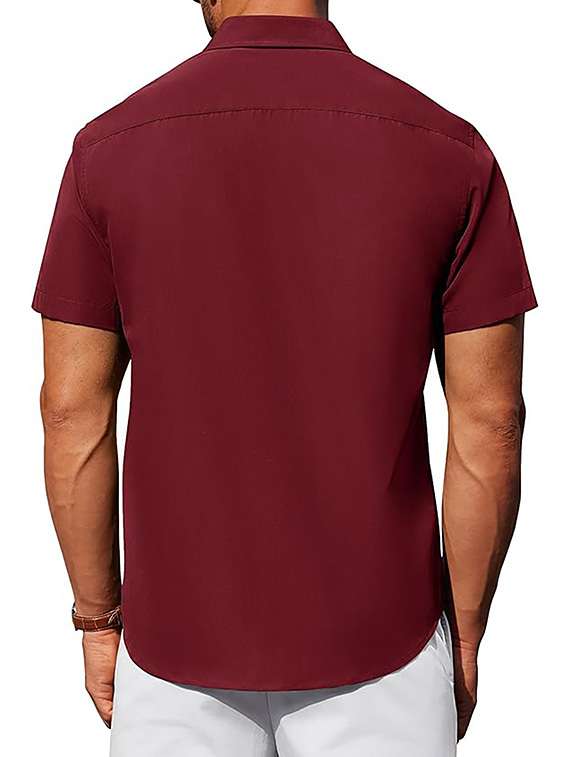 men solid short sleeve regular fit casual shirt - 22326909 -  Standard Image - 3