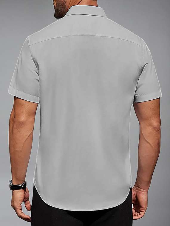 men solid short sleeve regular fit casual shirt - 22326913 -  Standard Image - 3