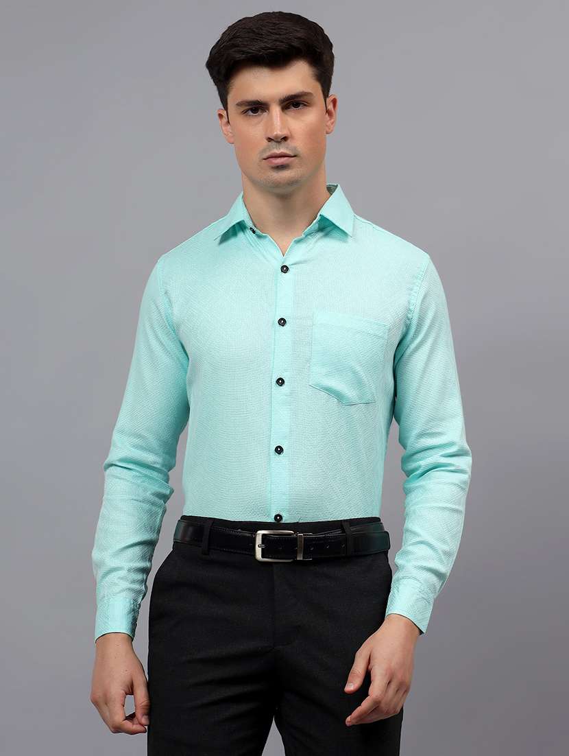 men self design long sleeve regular fit formal shirt