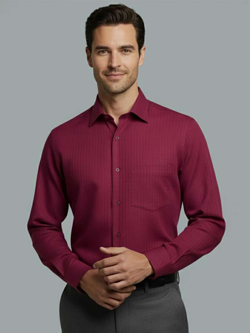 men striped long sleeve regular fit formal shirt