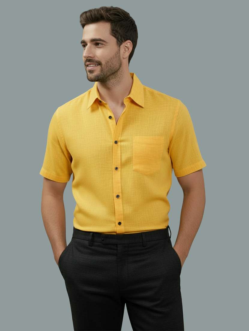 men solid short sleeve regular fit casual shirt