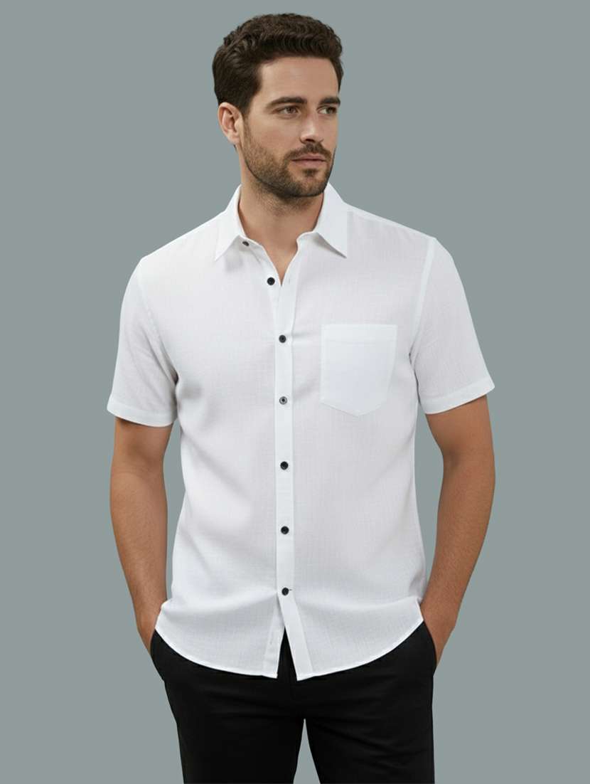 men solid short sleeve regular fit casual shirt