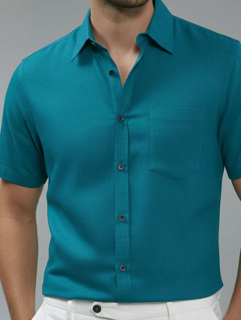 men solid short sleeve regular fit casual shirt - 22326964 -  Standard Image - 3