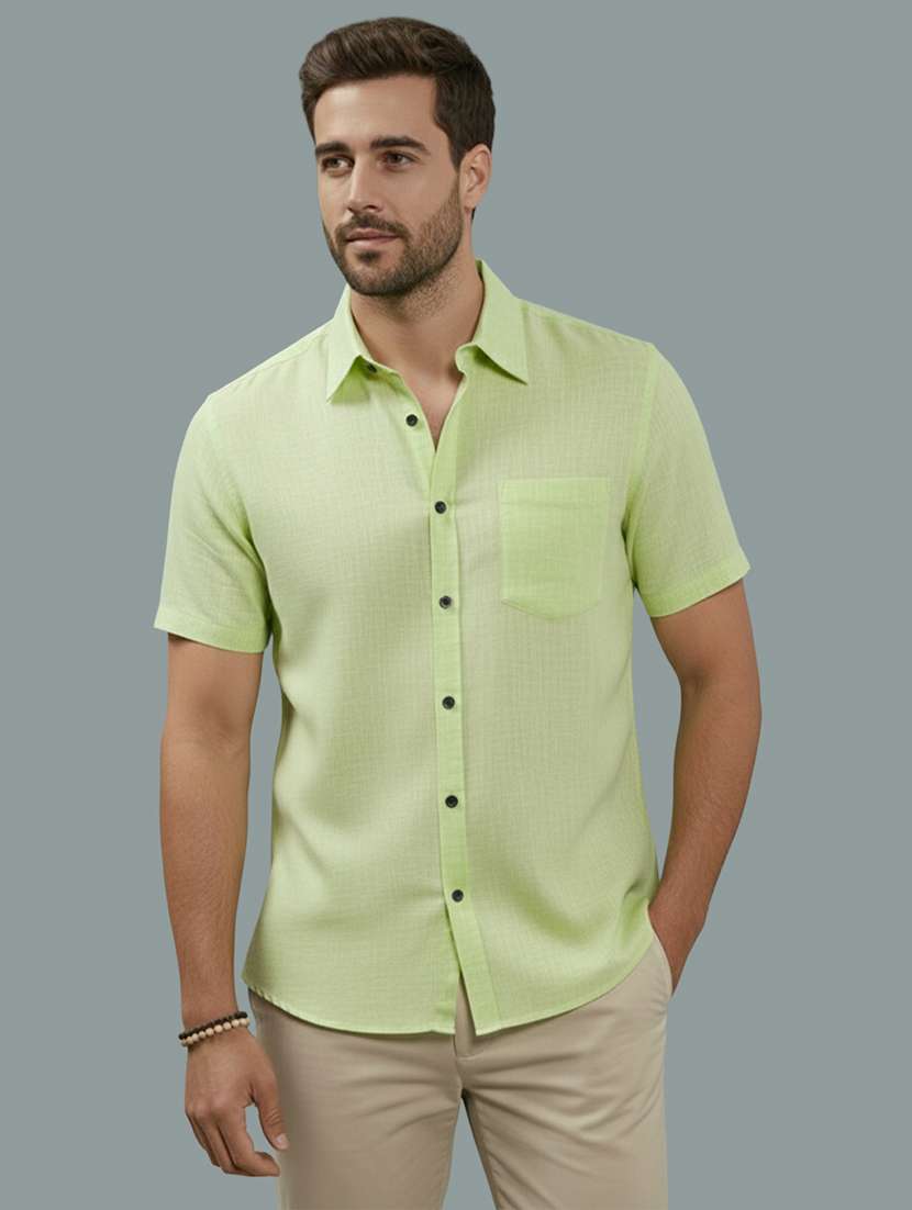 men solid short sleeve regular fit casual shirt