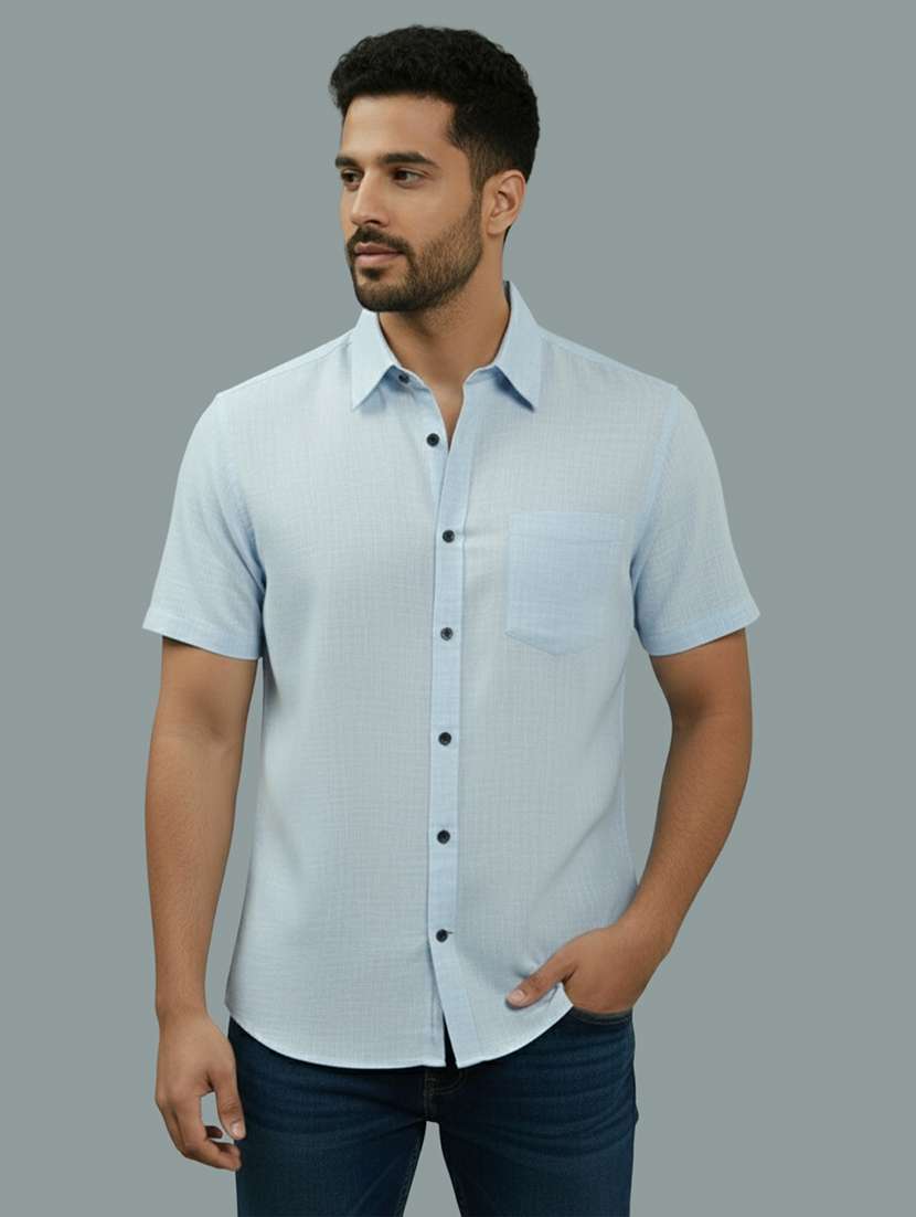 men solid short sleeve regular fit casual shirt
