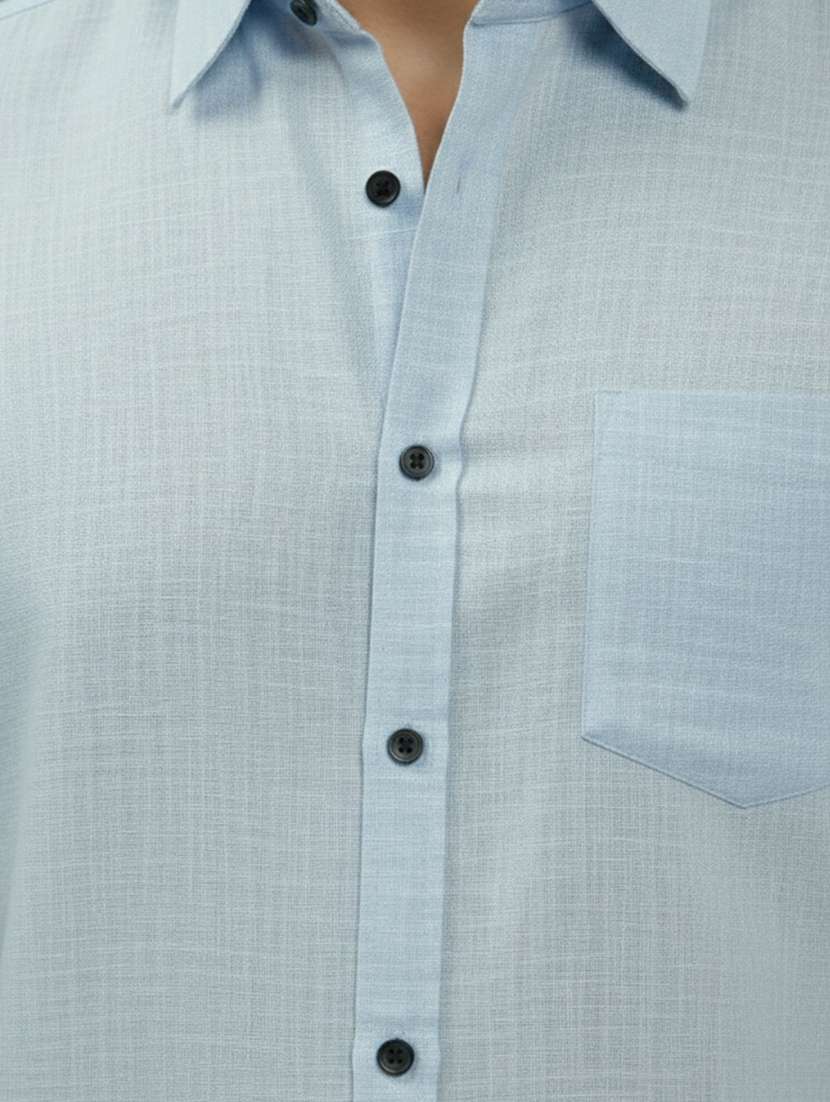 men solid short sleeve regular fit casual shirt - 22326985 -  Standard Image - 3