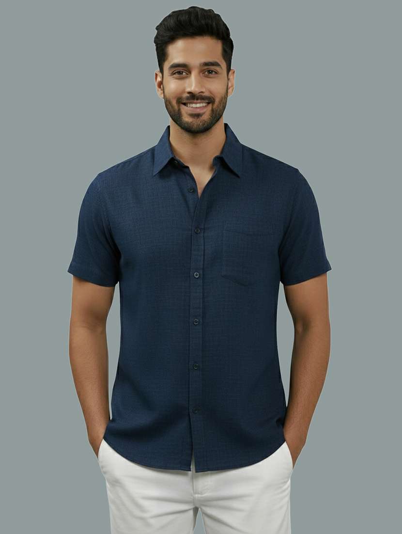 men solid short sleeve regular fit casual shirt