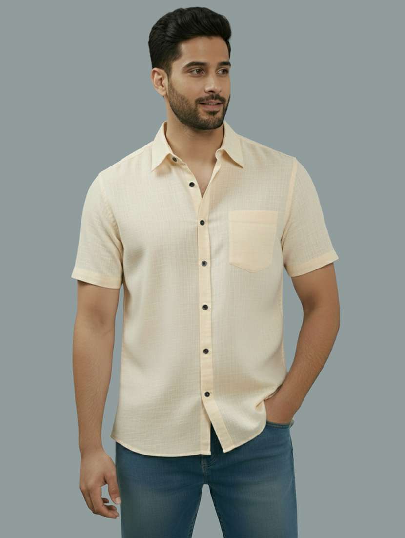 men solid short sleeve regular fit casual shirt