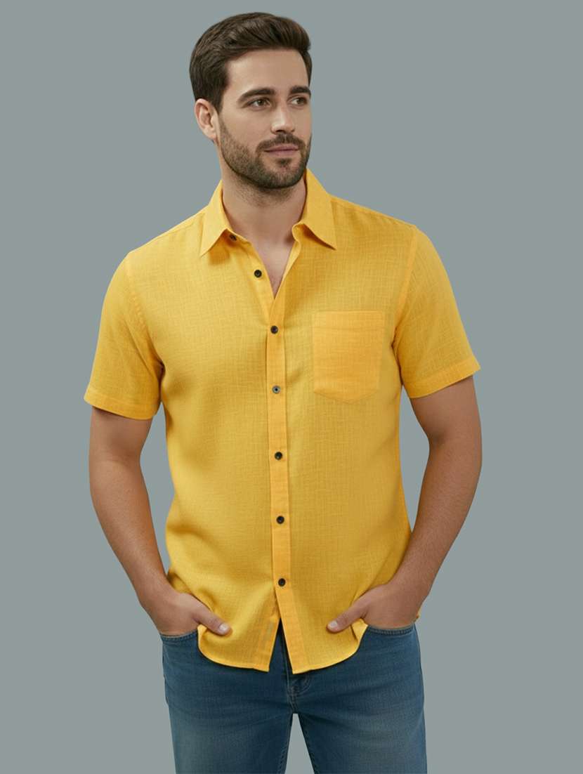men solid short sleeve regular fit casual shirt