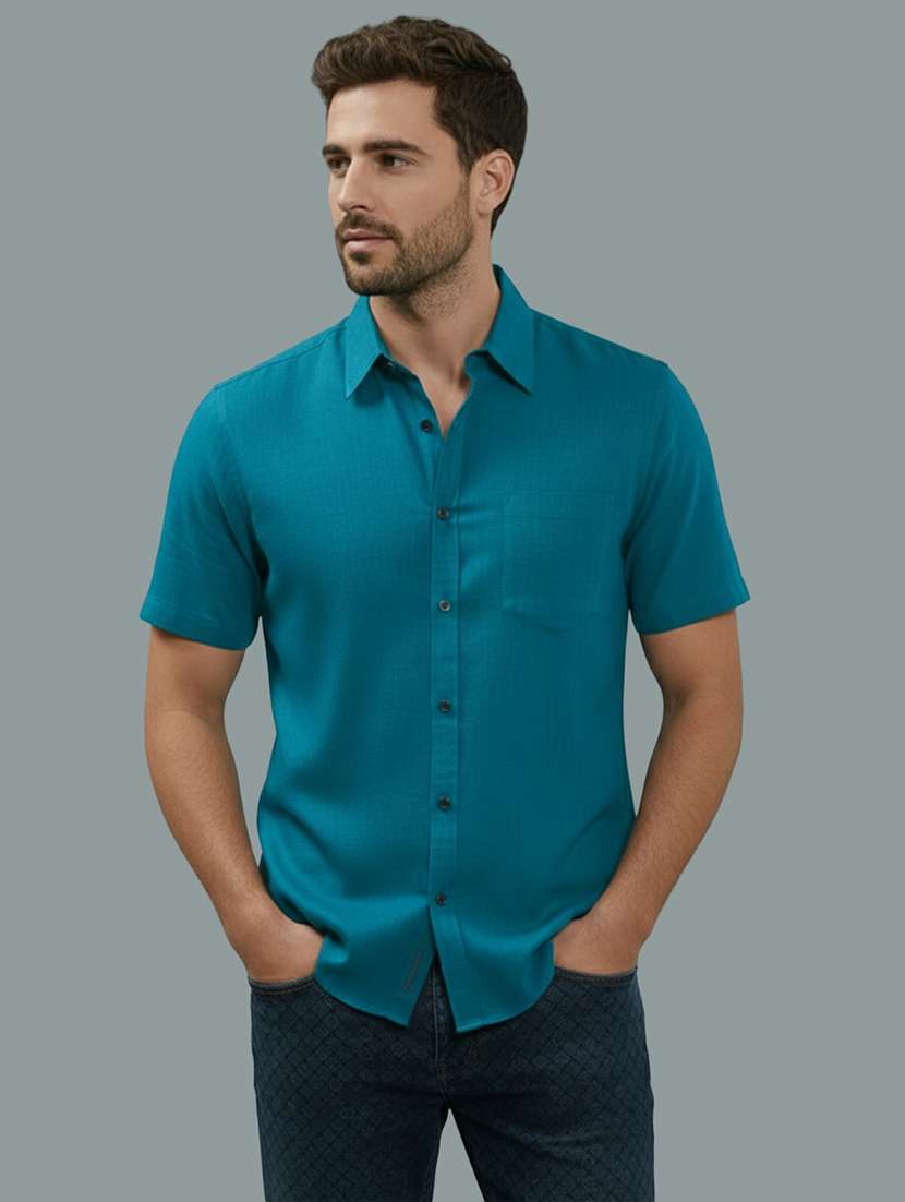men solid short sleeve regular fit casual shirt