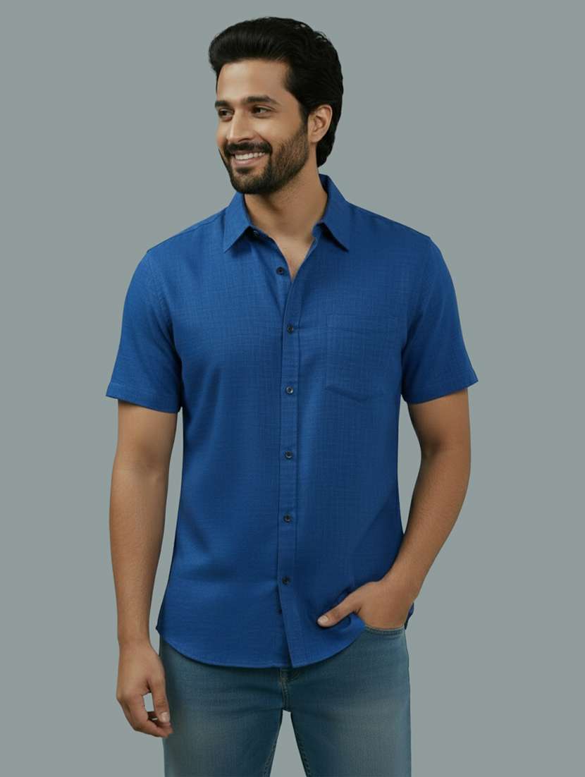 men solid short sleeve regular fit casual shirt