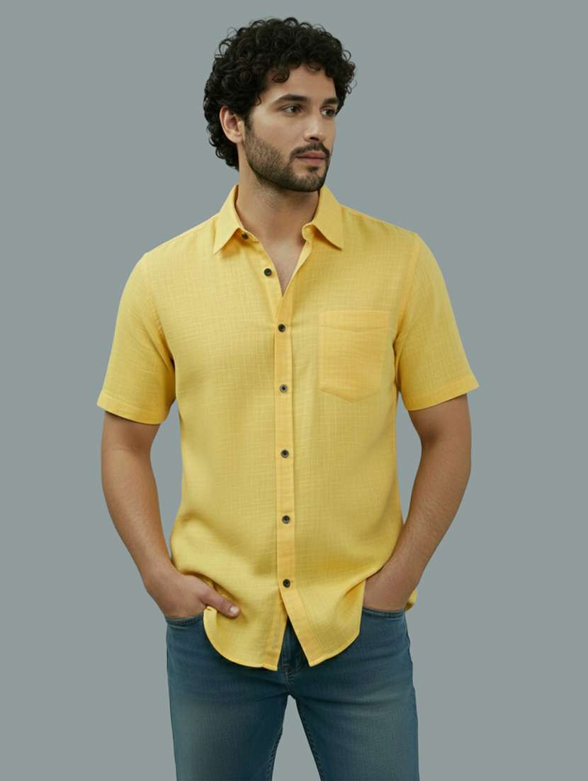 men solid short sleeve regular fit casual shirt