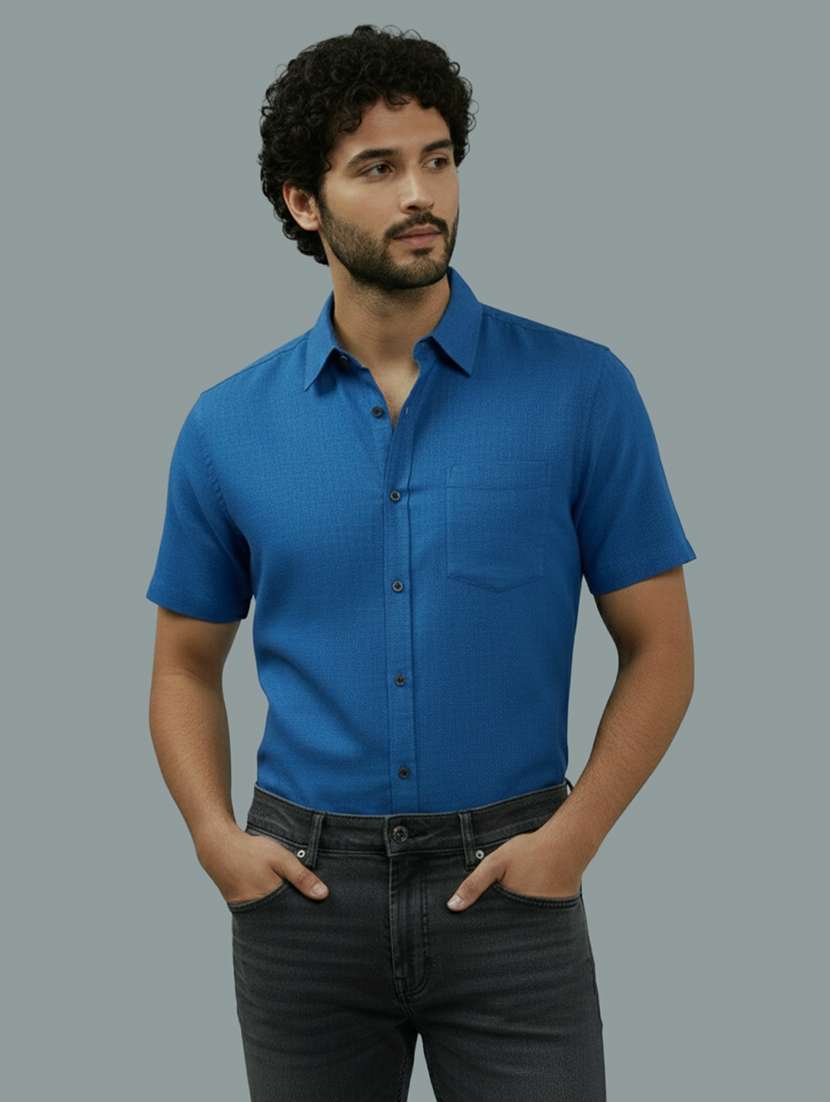 men solid short sleeve regular fit casual shirt