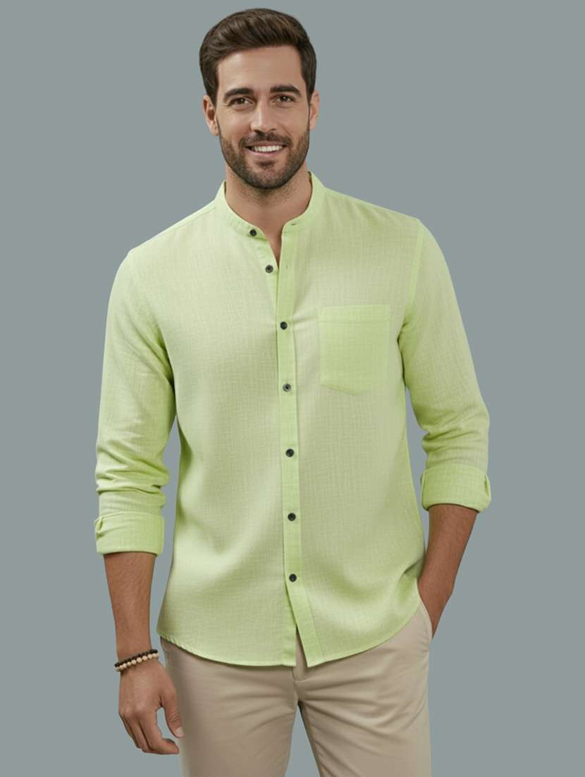 men solid long sleeve regular fit casual shirt