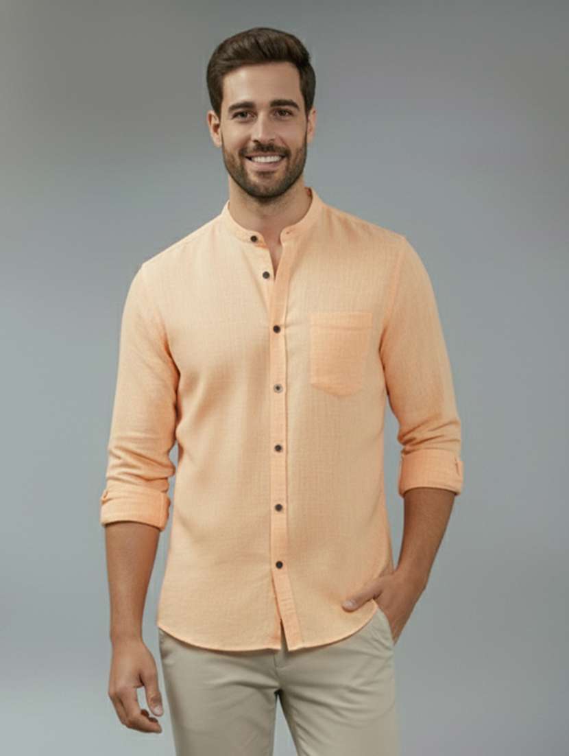 men solid long sleeve regular fit casual shirt