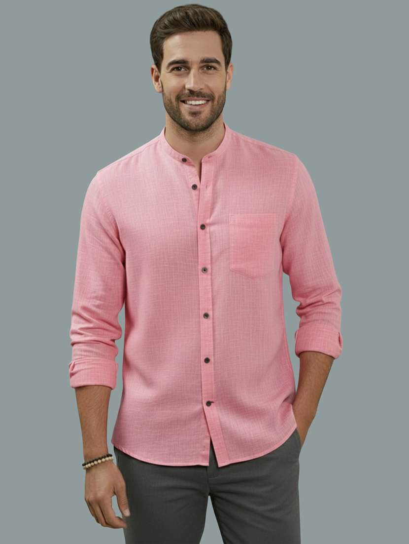 men solid long sleeve regular fit casual shirt