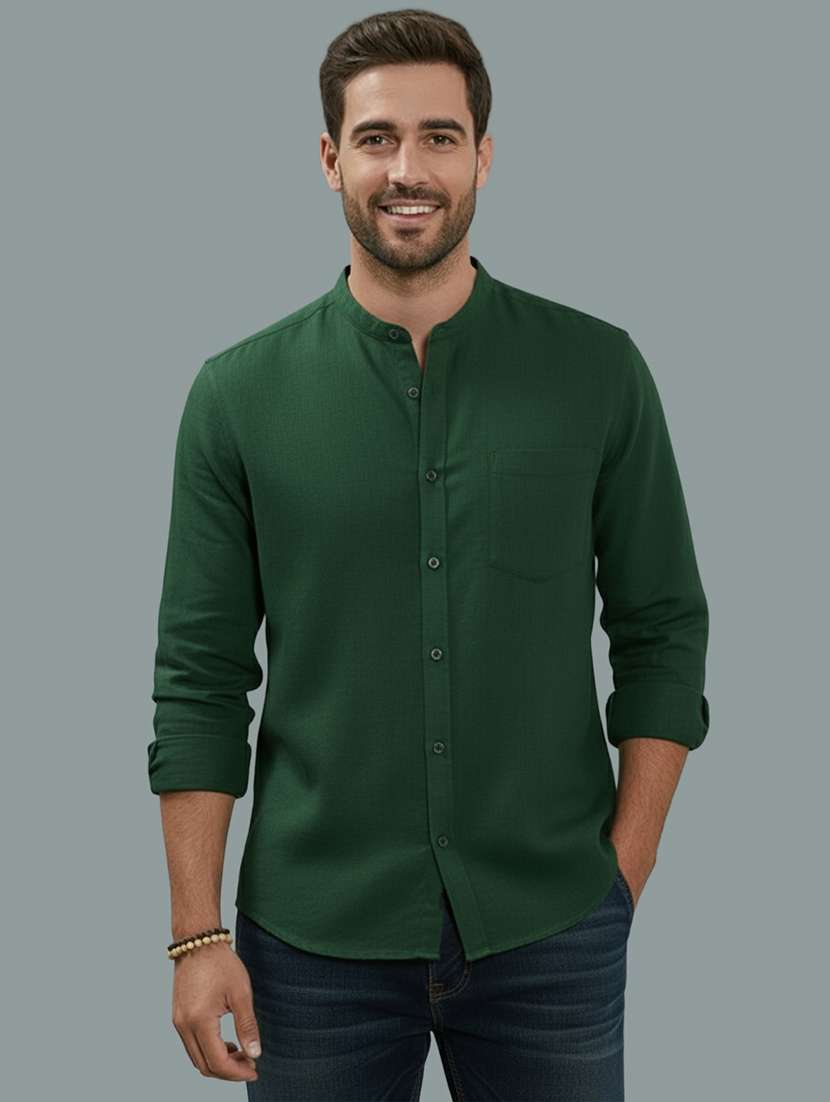 men solid long sleeve regular fit casual shirt