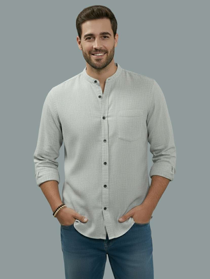 men solid long sleeve regular fit casual shirt