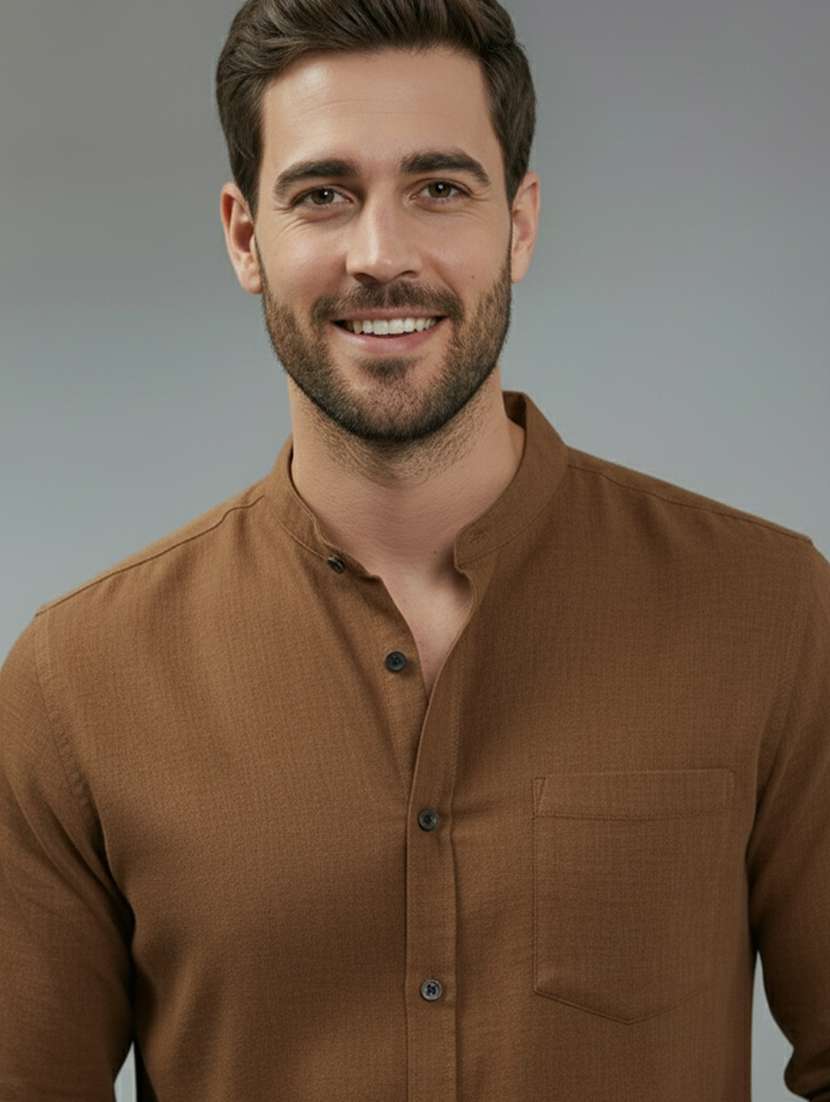 Men Solid Long Sleeve Regular Fit Casual Shirt - 22327079 -  Standard Image - 3