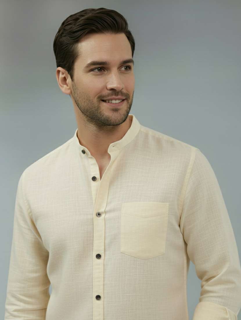 men solid long sleeve regular fit casual shirt - 22327081 -  Standard Image - 3