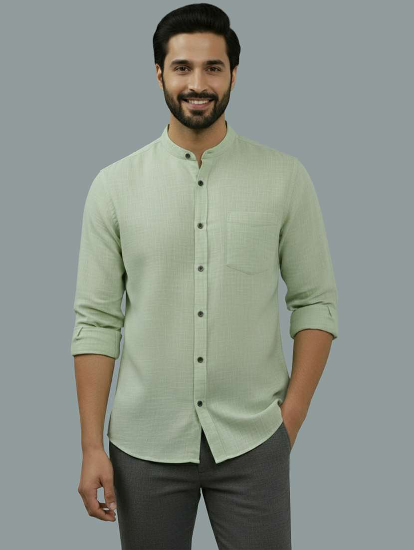 men solid long sleeve regular fit casual shirt