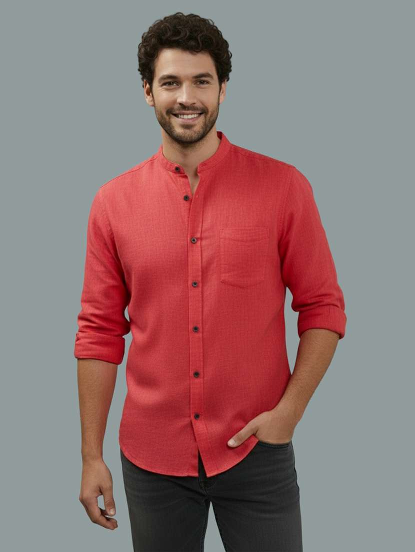 men solid long sleeve regular fit casual shirt