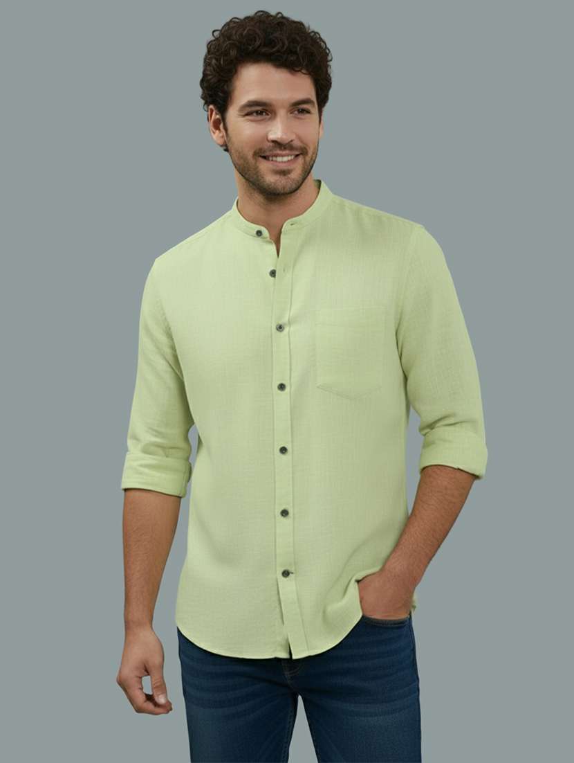 men solid long sleeve regular fit casual shirt