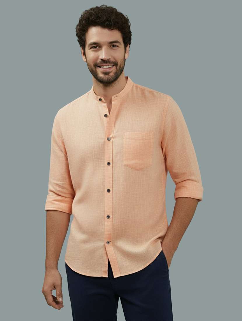 men solid long sleeve regular fit casual shirt