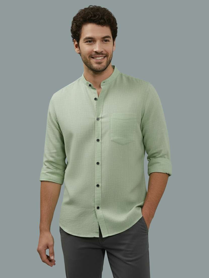 men solid long sleeve regular fit casual shirt