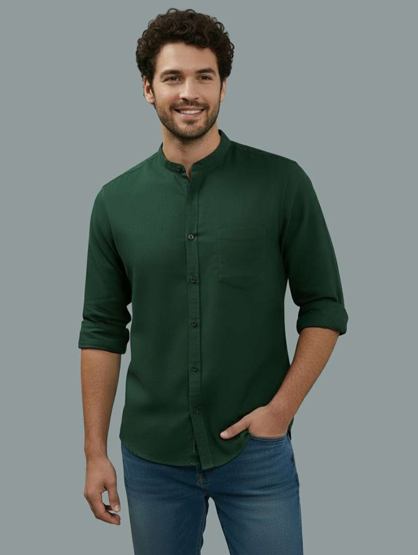 men solid long sleeve regular fit casual shirt