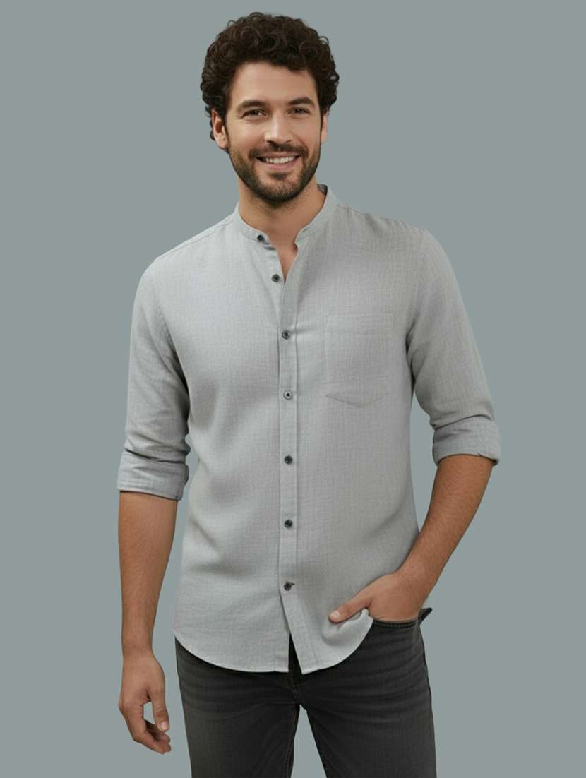 men solid long sleeve regular fit casual shirt