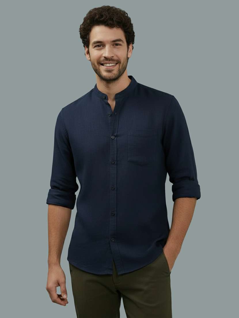 men solid long sleeve regular fit casual shirt