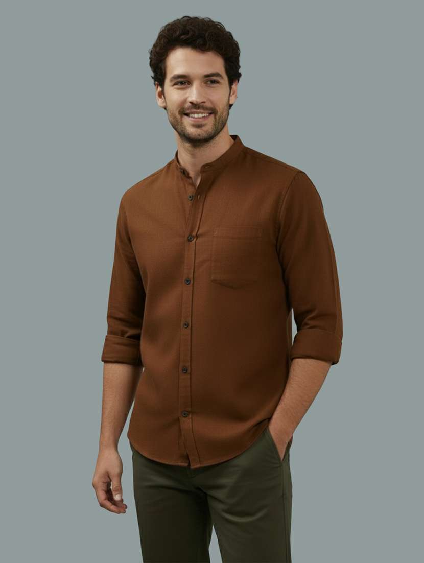 men solid long sleeve regular fit casual shirt