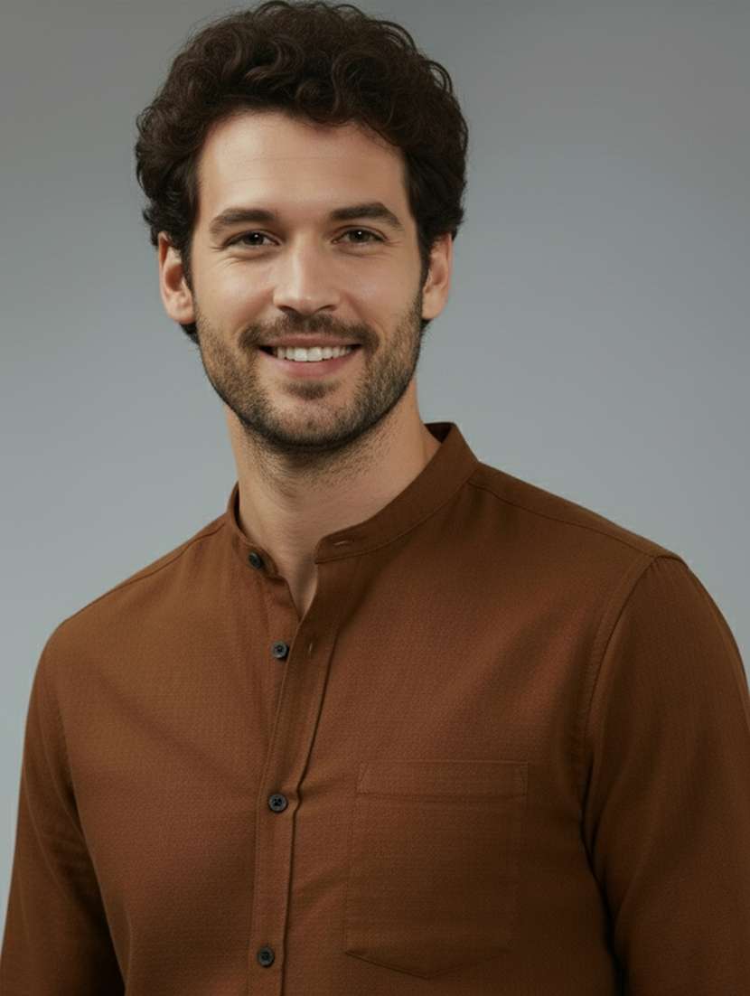 Men Solid Long Sleeve Regular Fit Casual Shirt - 22327110 -  Standard Image - 3