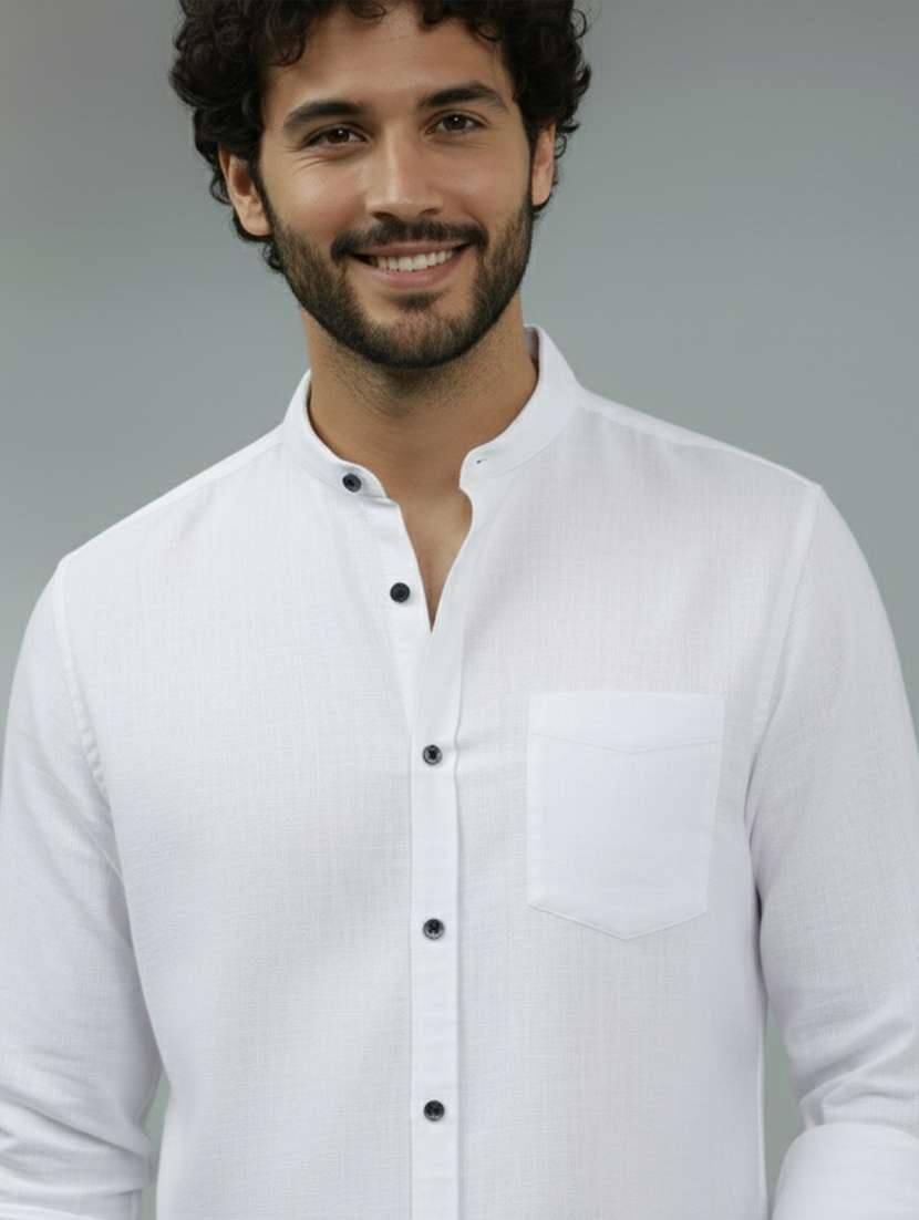 Men Solid Long Sleeve Regular Fit Casual Shirt - 22327114 -  Standard Image - 3