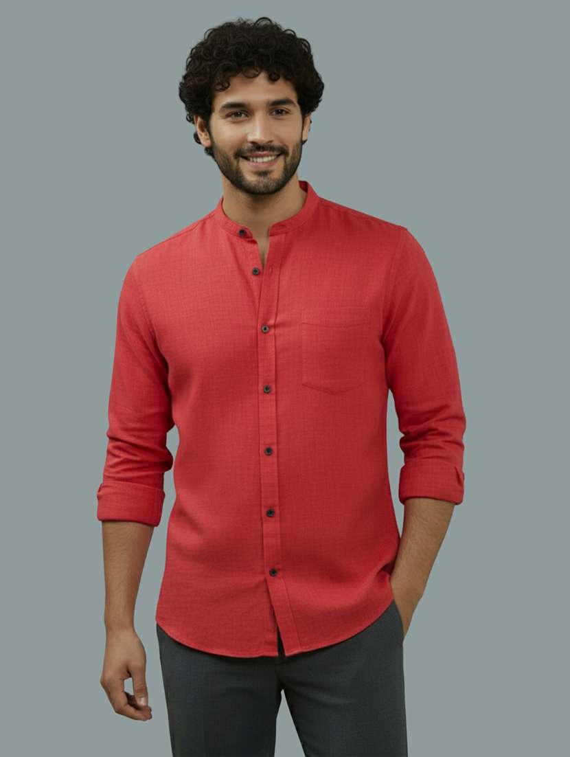 men solid long sleeve regular fit casual shirt