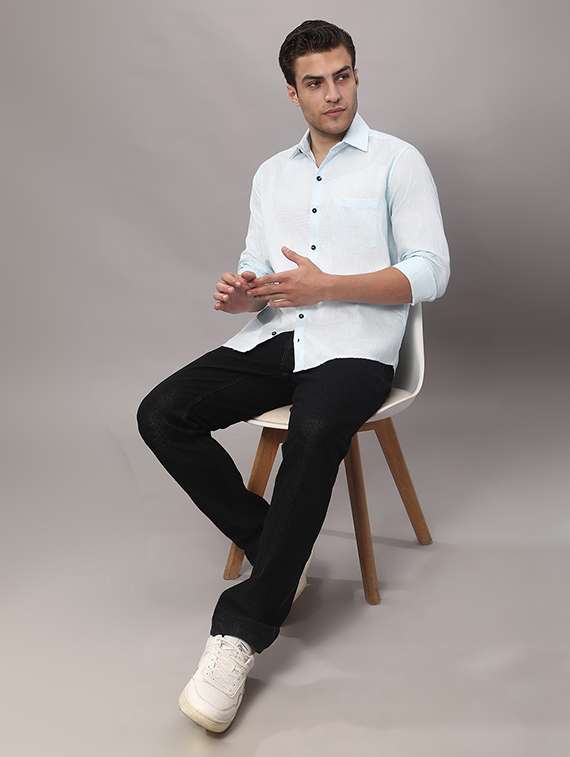 men solid long sleeve regular fit casual shirt - 22327120 -  Standard Image - 3