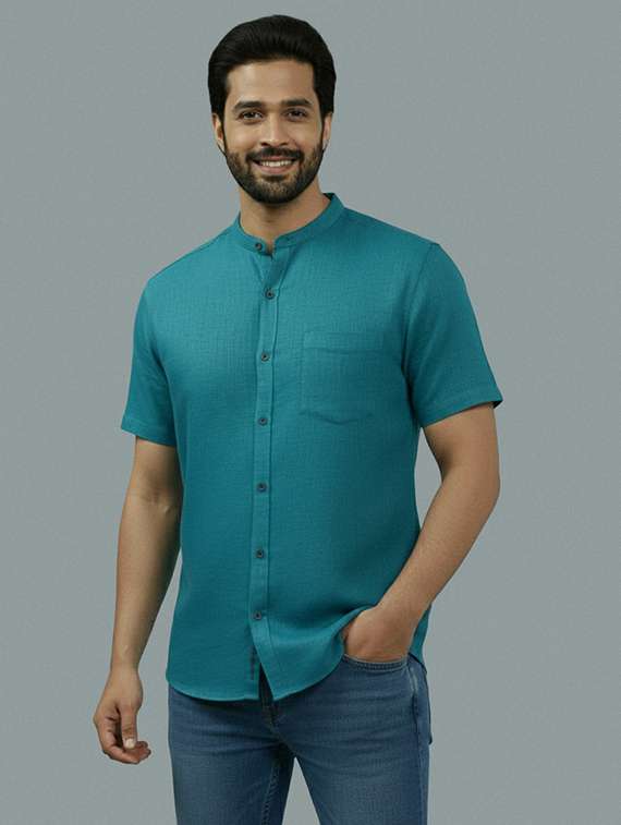 men solid short sleeve regular fit casual shirt