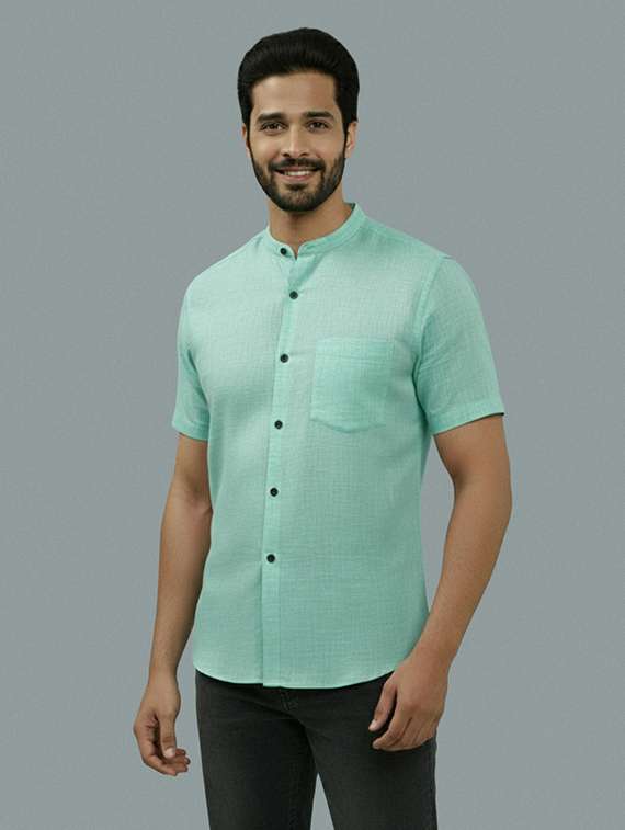 men solid short sleeve regular fit casual shirt