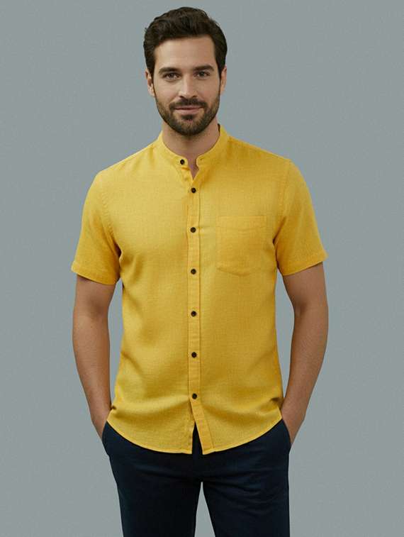 men solid short sleeve regular fit casual shirt