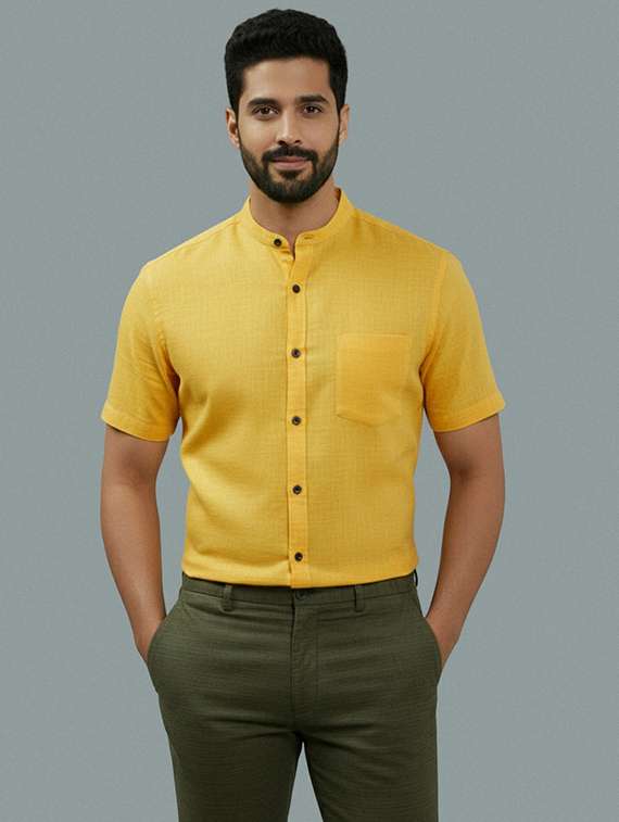 men solid short sleeve regular fit casual shirt