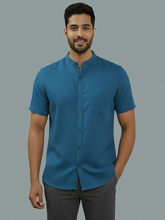 men solid short sleeve regular fit casual shirt