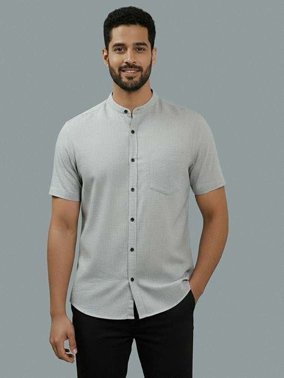 men solid short sleeve regular fit casual shirt
