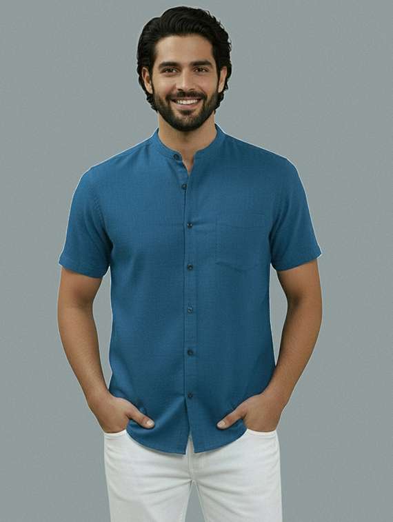 men solid short sleeve regular fit casual shirt