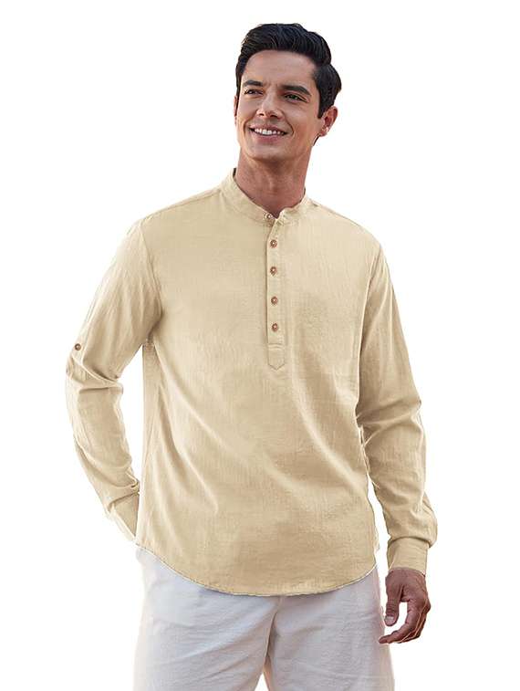 men solid mandarin neck short kurta